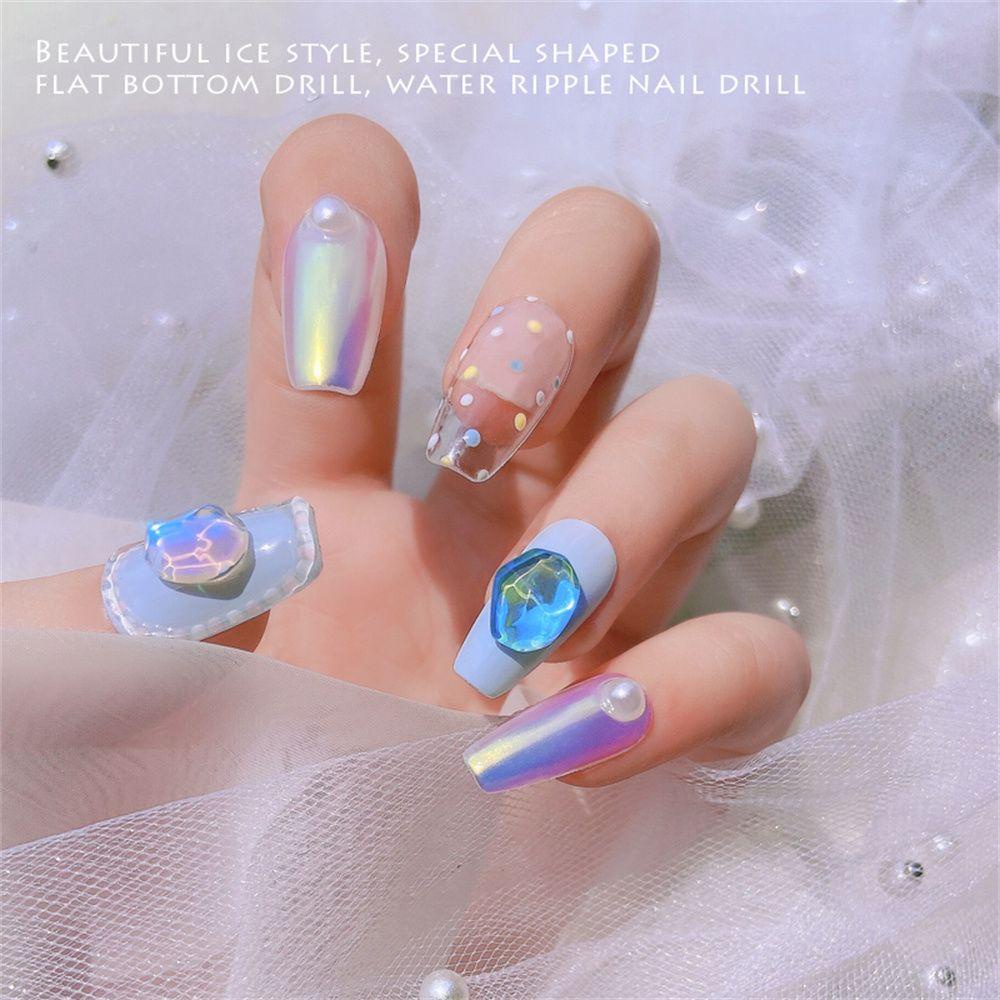 Preva 5pcs Nail Rhinestones Permata Kuku Aksesoris Aurora Es Batu Flatback Kristal Nail Art Dekorasi