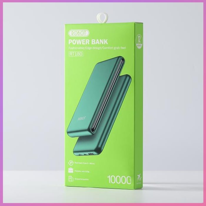 PROMO ROBOT Power Bank RT180 10000mAh Powerbank Dual Input Port Type C &amp; Micro USB Garansi Original Resmi 1 tahun