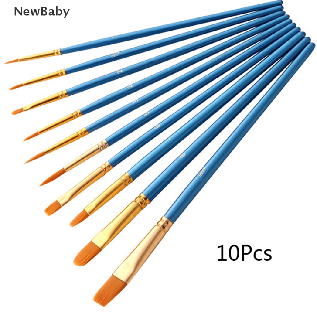 Newbaby 10Pcs Kuas Cat Air Bahan Nilon Untuk Melukis