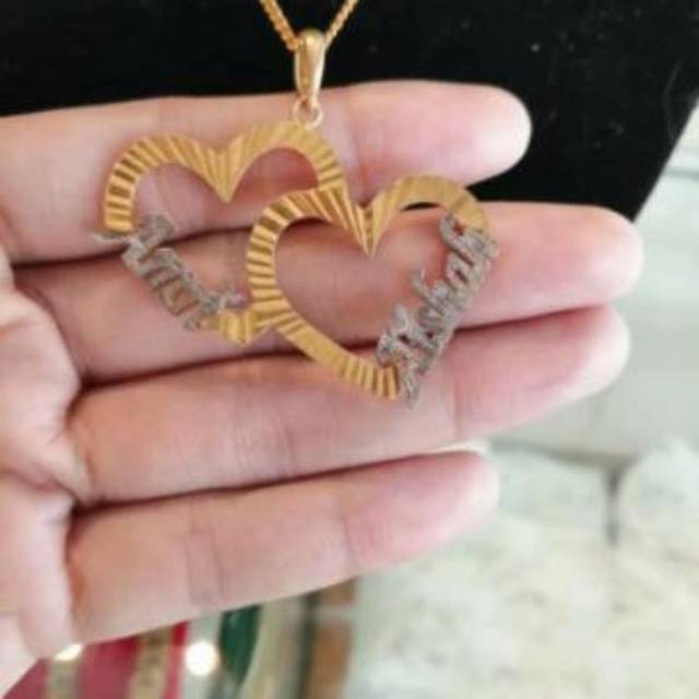 Liontin love nama lapis emas