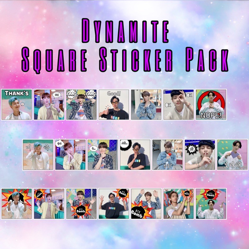 [kstuffind] BTS Dynamite Square Sticker Pack BTS Sticker Pack BTS Stiker Set Dynamite Sticker Murah