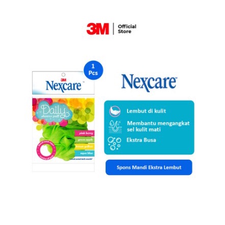 3M Nexcare NS-01 Spons Mandi Daily Shower Puff Anti Bakteri isi 1pc