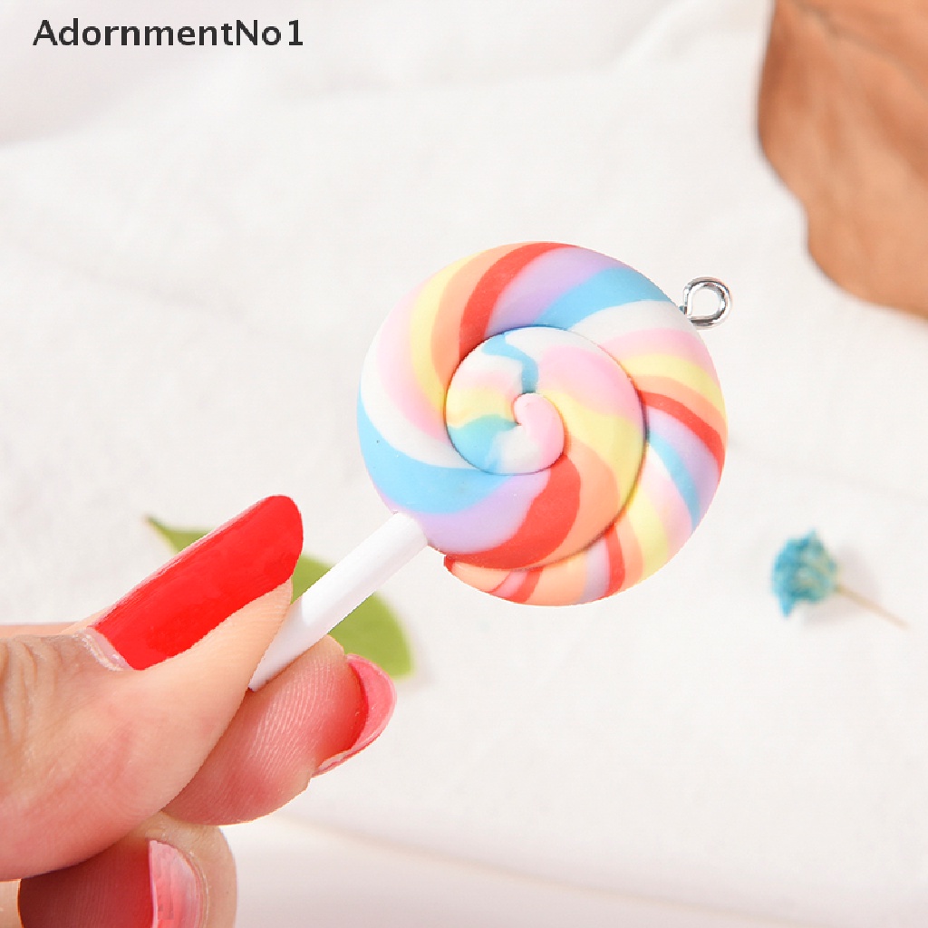 (AdornmentNo1) 10pcs Liontin Bentuk Lollipop Bahan Resin Untuk Dekorasi Anting / Kalung DIY