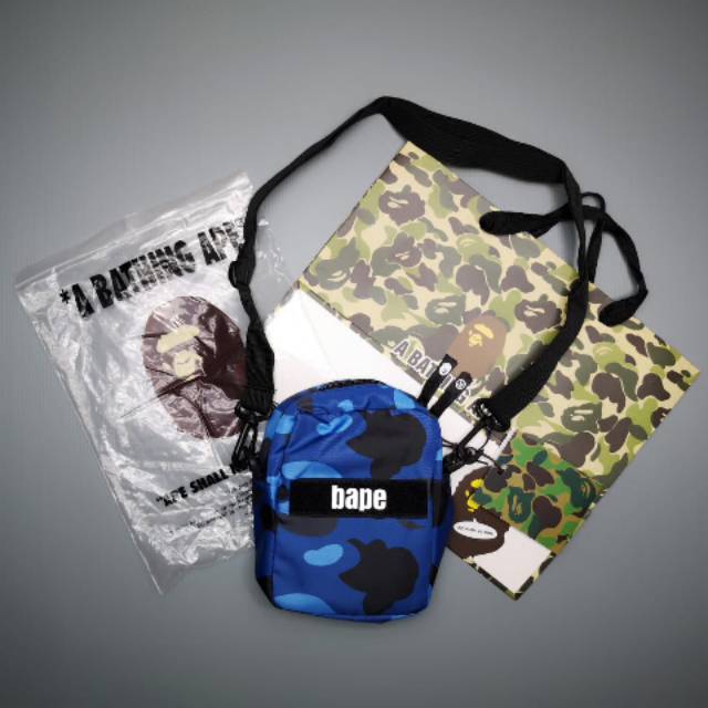 Bape Sling Bag Mini Camo Reflective Blue With Paperbag