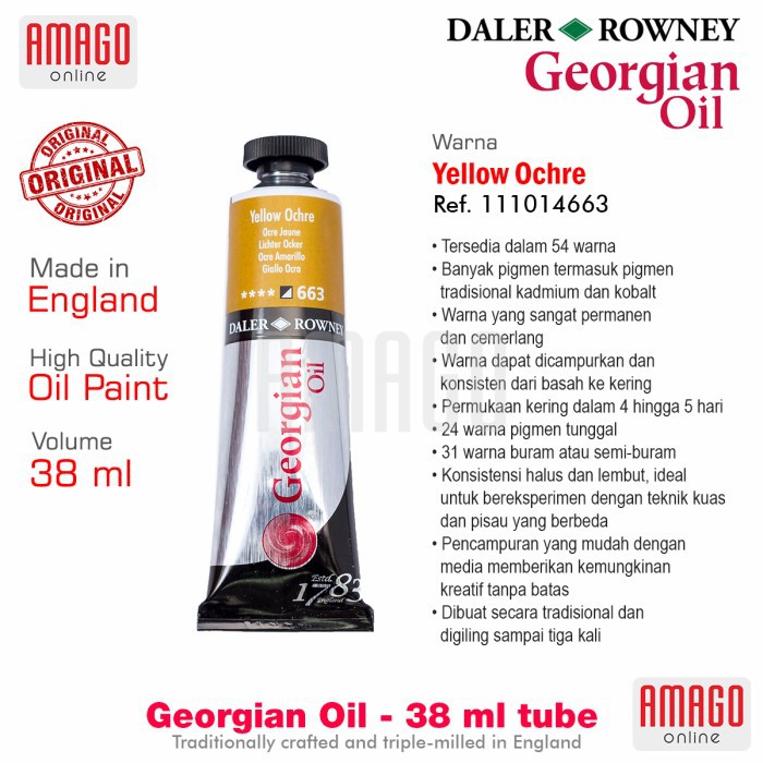 

DALER-ROWNEY Georgian Oil 38 ml - Cat Minyak Lukis - Yellow Ochre - 111014663