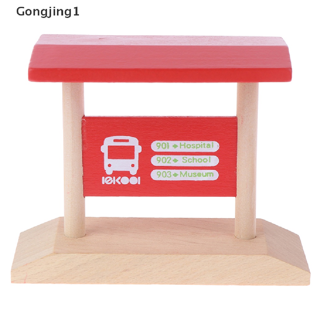 Gongjing1 Mainan Miniatur Lampu Lalu Lintas Magnetik Bahan Kayu Untuk Aksesoris Kereta Api