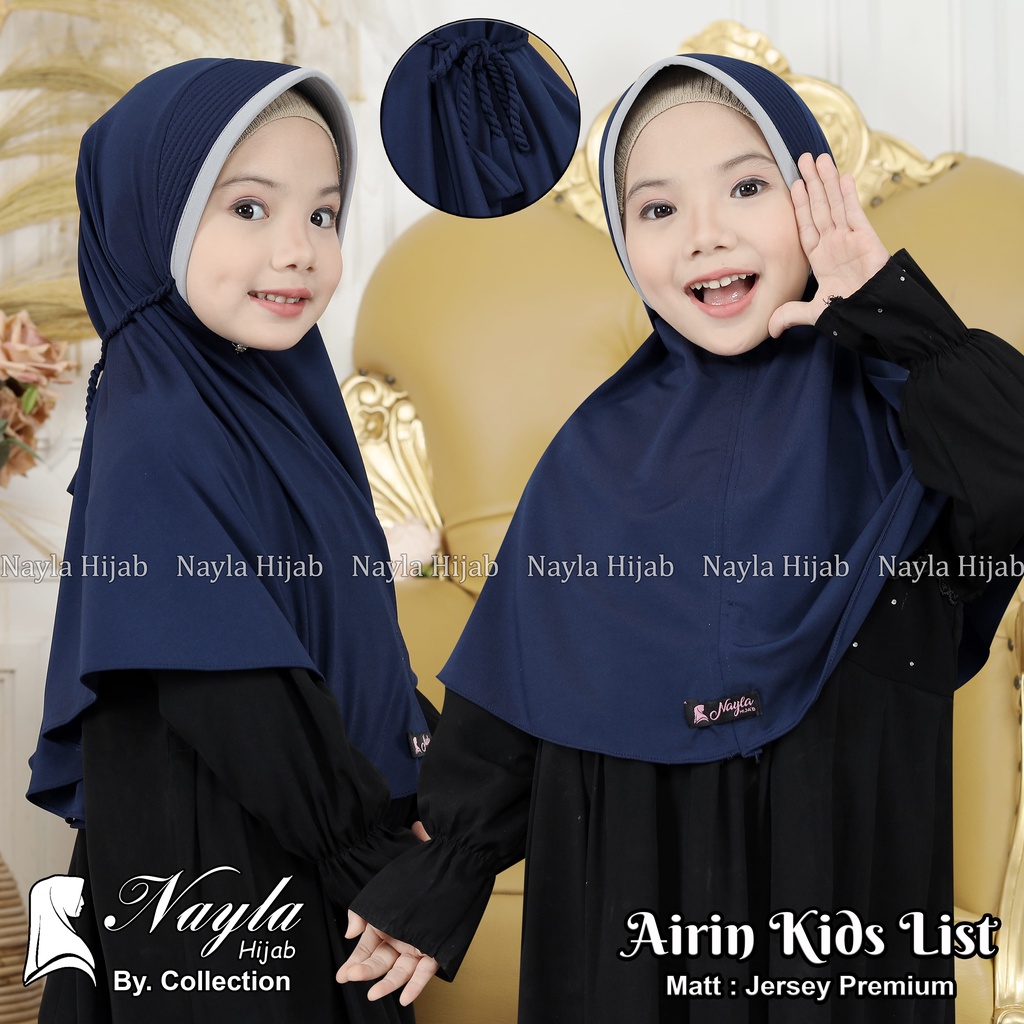 Kerudung Anak Tali Kepang AIRIN KIDS LIST Hijab Instan Anak Jersey Airis Terbaru Nayla Hija'b