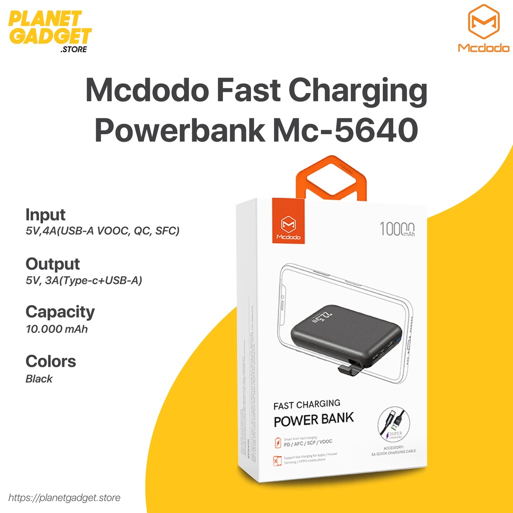 Mcdodo Fast Charging Pb 10.000 Mah Mc-5640 Black