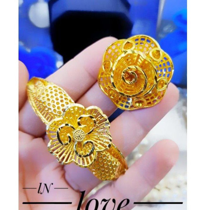 Xuping Perhiasan Gelang dan Cincin Lapis Emas L444