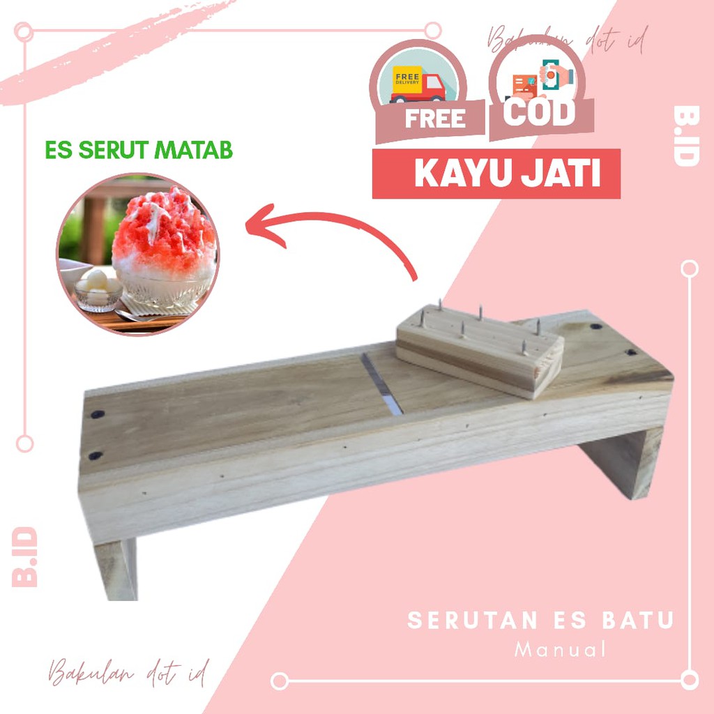 Serutas Es Batu Kayu Jati / Gosrokan Es / Penghancur