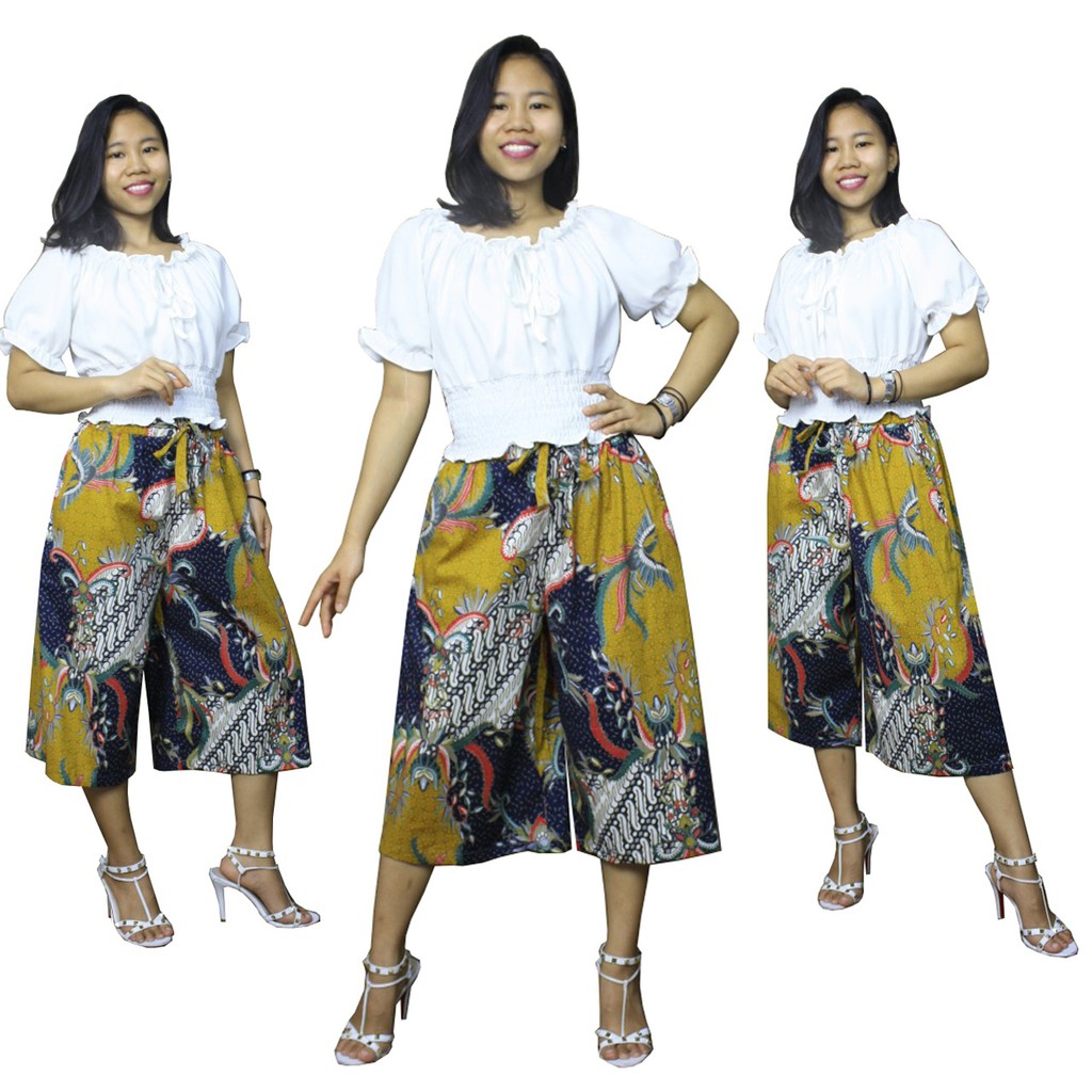 Letie Celana Kulot Pendek Batik 7per8 Wanita Jumbo Short Pant Hotpant ALL SIZE FIT TO XXXL