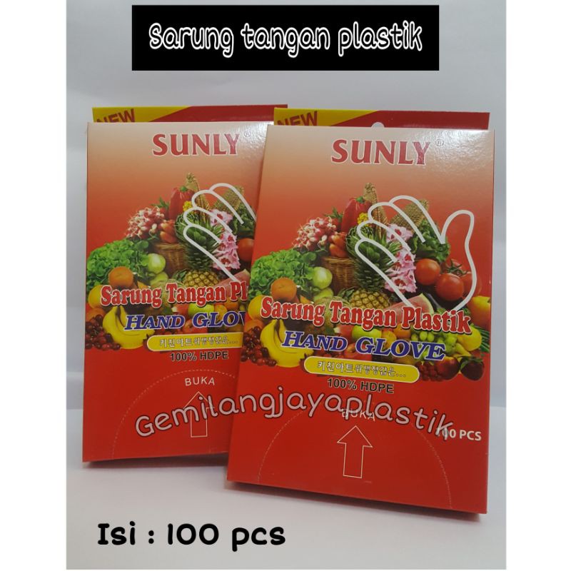 Sarung Tangan Plastik Merk Sunly Isi 100pcs (50pasang)