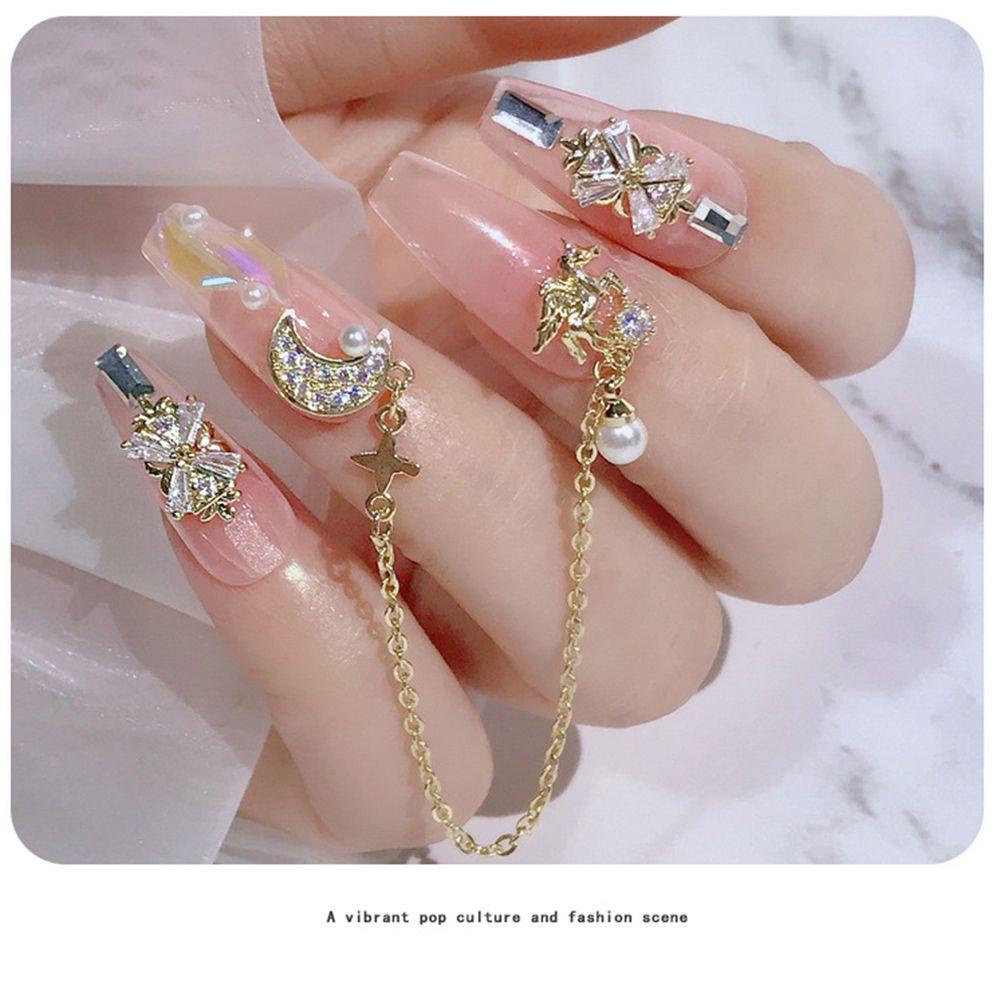 Augustina Zirkon Dekorasi Nail Art Bunga Mewah Logam Wanita Ornamen Berlian Imitasi Busur Gaya Korea 3D Perhiasan Kuku