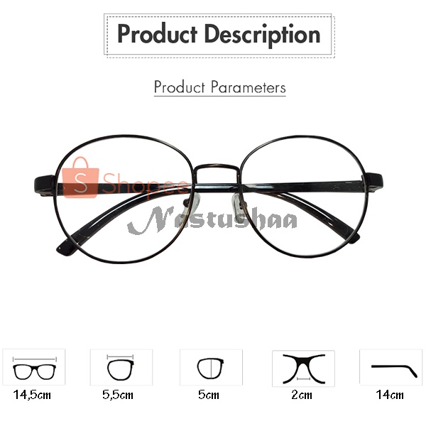 Kacamata Fashion Unisex / Kaca Mata Korea Frame Besi Oval Retro Untuk Pria dan Wanita FREE CASE