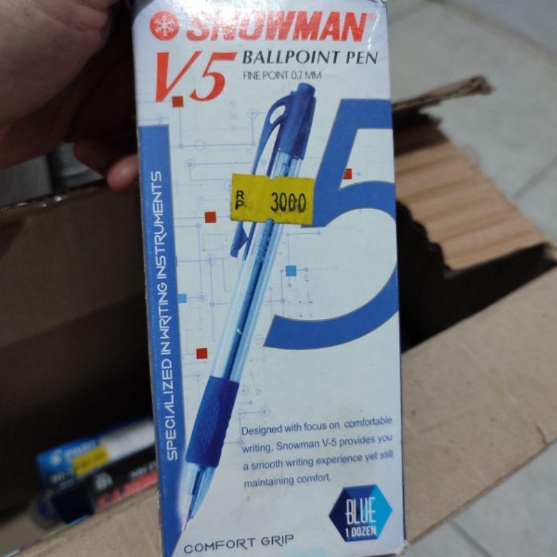 

Bolpoint/Pulpen/pena Snowman V5 Hitam/Biru
