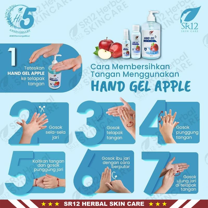 Hand Gel SR12 | Hand Gel Apple SR12 | Netto 500ml | Pembersih Tangan SR12 Skincare