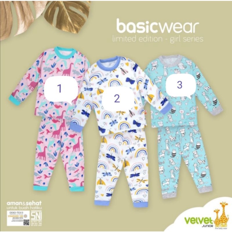 Piyama Velvet Junior Terbaru Lengan Panjang Girl Series Flourish