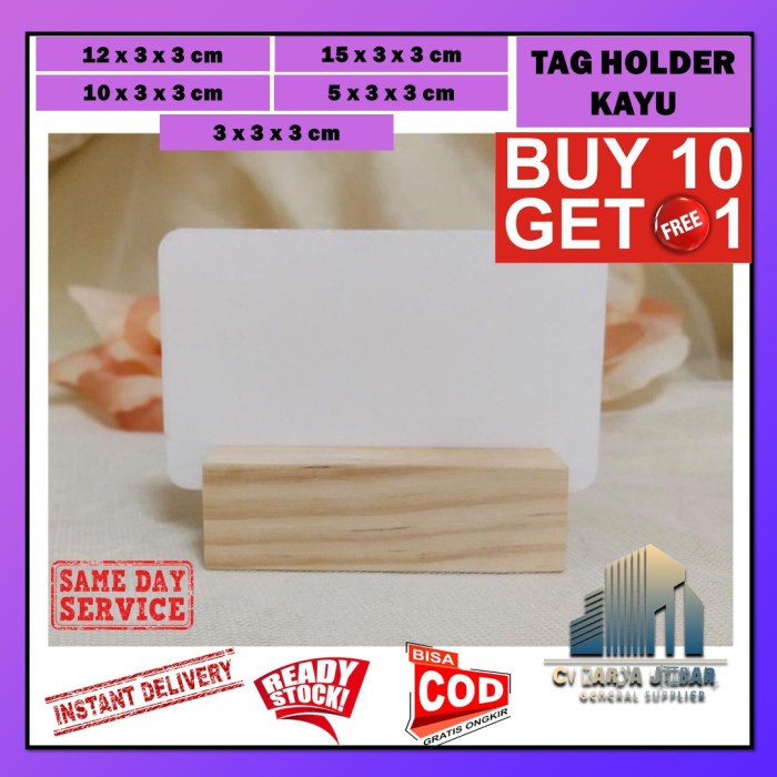 Dudukan Stand Kayu Wood Price Tag Holder Akrilik Acrylic Kalender 10cm