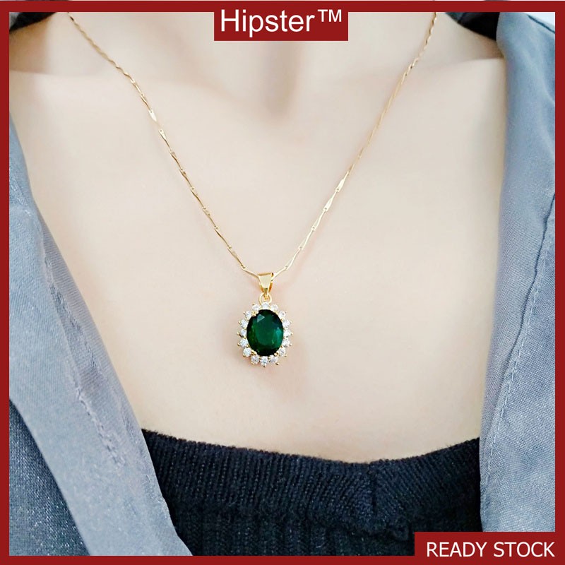 Retro Affordable Luxury Diamond Personality, Elegance and Simplicity Emerald SUNFLOWER Pendant Necklace