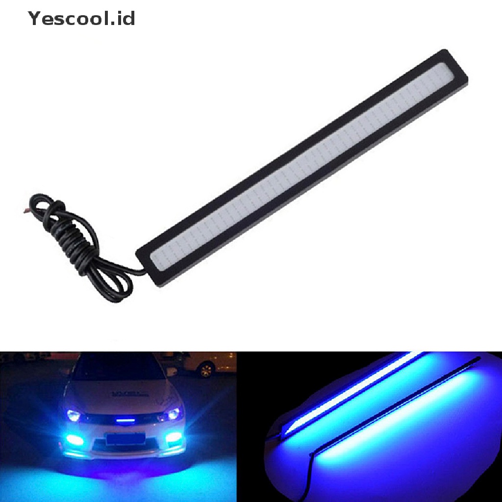 (Yescool) Lampu Led Cob Dc 17cm 12v Anti Air Warna Biru Untuk Drl / Fog Lamp Mobil