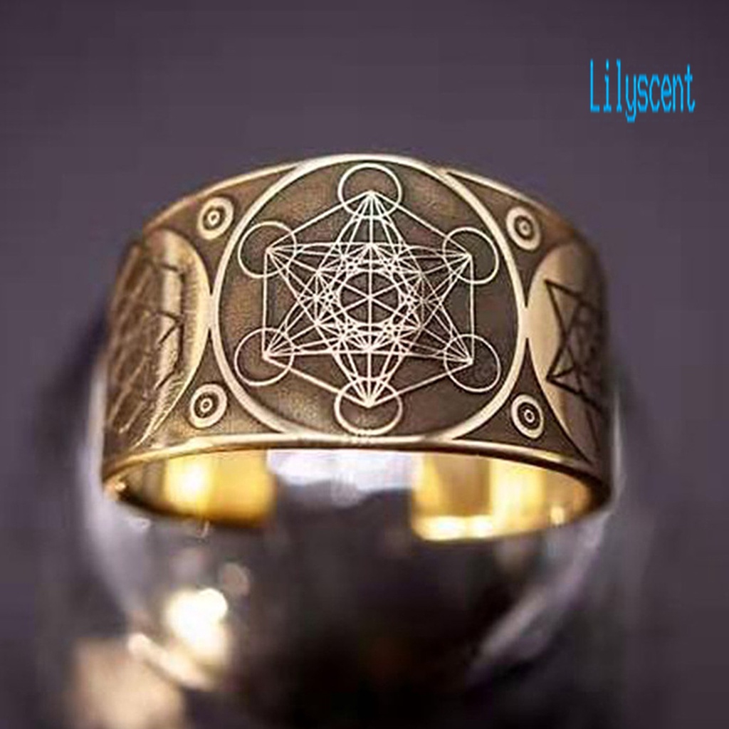 Cincin Model Terbuka Bahan Alloy Desain Hexagram Gaya Vintagepunk Adjustable Untuk Priawanita