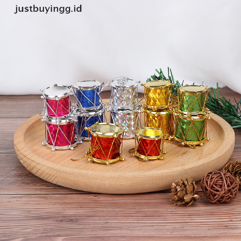 12 Pcs Ornamen Drum Mini Warna-Warni Untuk Dekorasi Pohon Natal