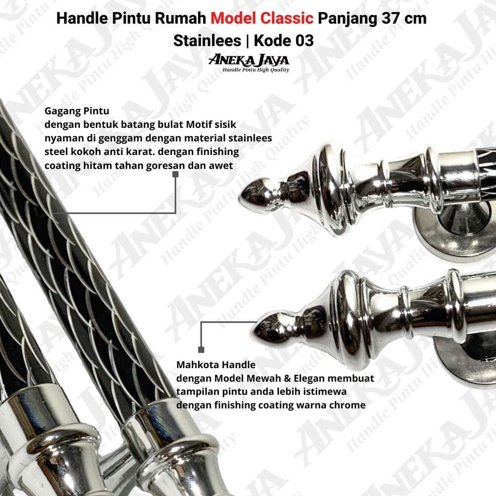 2 Gagang Pintu Rumah Panjang 37 cm Set Kunci Tarikan Pegangan Handle Terbaru Minimalis Murah Elegan Awet