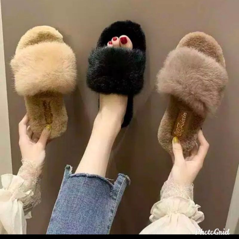 sendal cewek bulu / sendal wanita murah / sendal rumah / sendal kokop