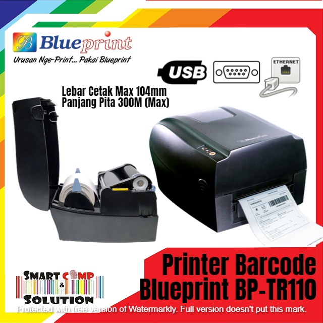 Printer Barcode Thermal Blueprint BP-TR110 / TR110 USB + Serial + LAN