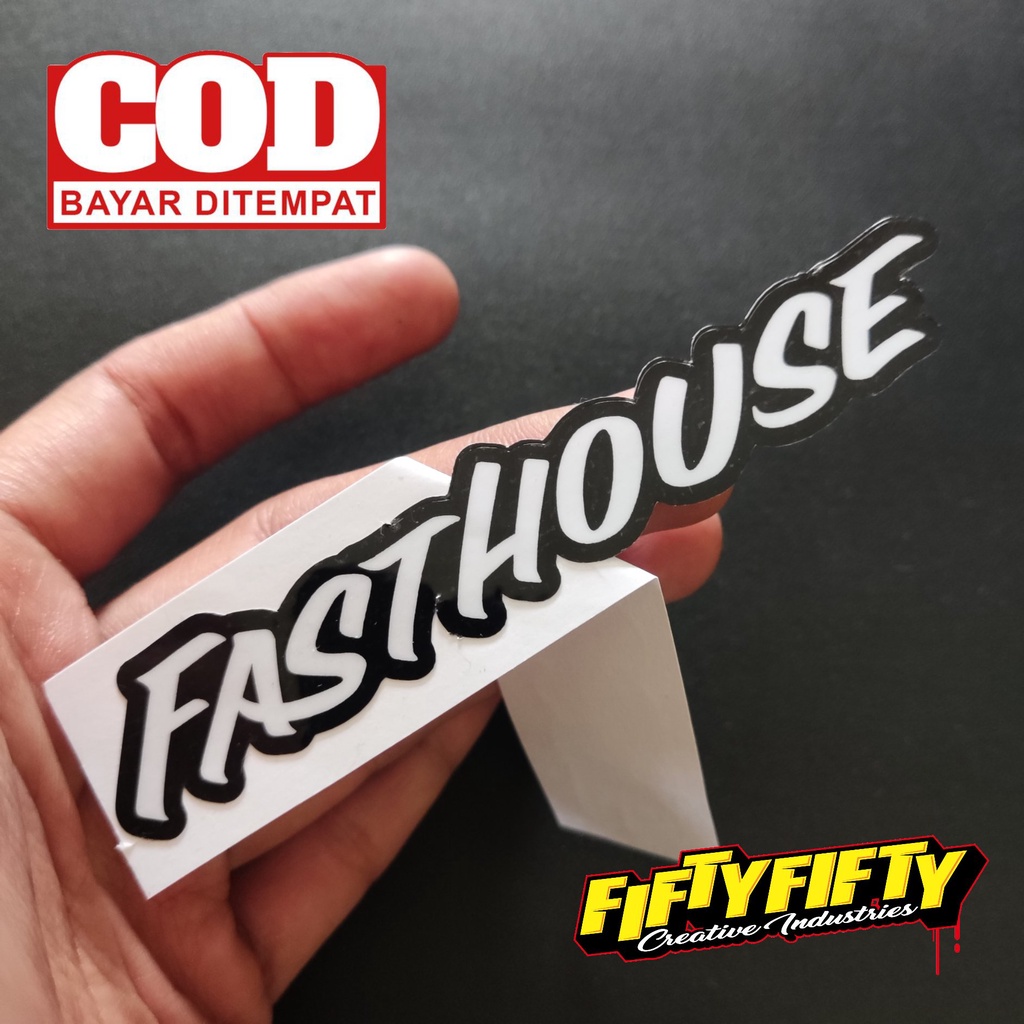 Stiker Prin Cut FASTHOUSE Stiker Printing Laminasi Glossy Stiker Motor Mobil Helm Sudah Membentuk Pola Desain