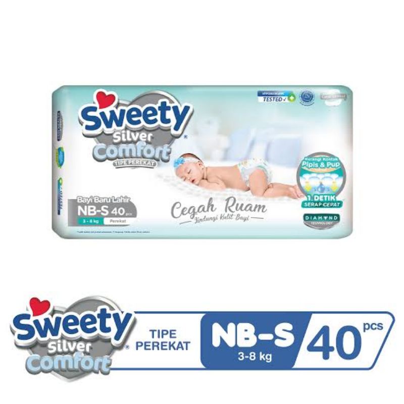 PAMPERS SWEETY SILVER COMFORT NB-S 40