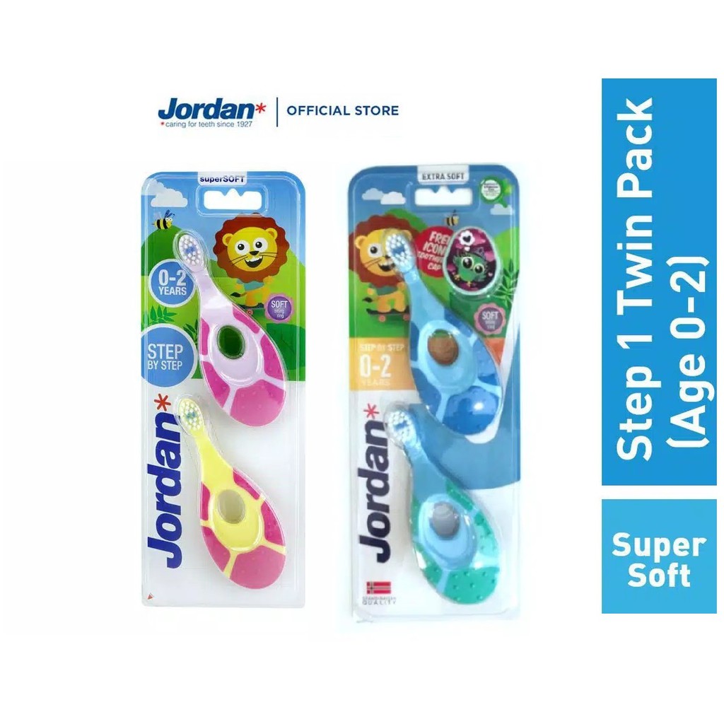 Jordan Kids Toothbrush Step 1 (0-2 Years) Supersoft Twin Pack