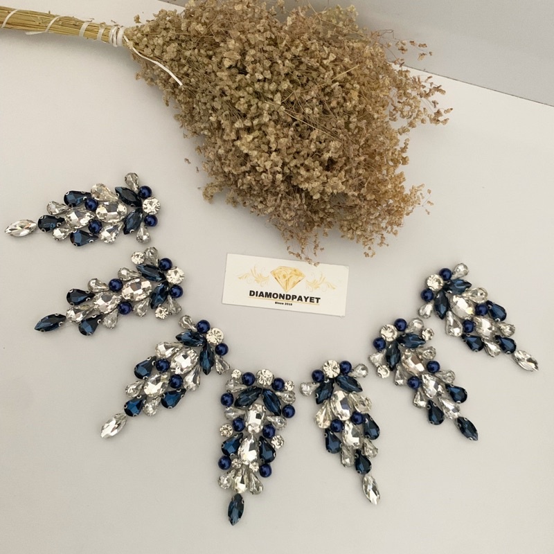 Payet Rangkai Navy Clear Leher, Tangan, Pinggang