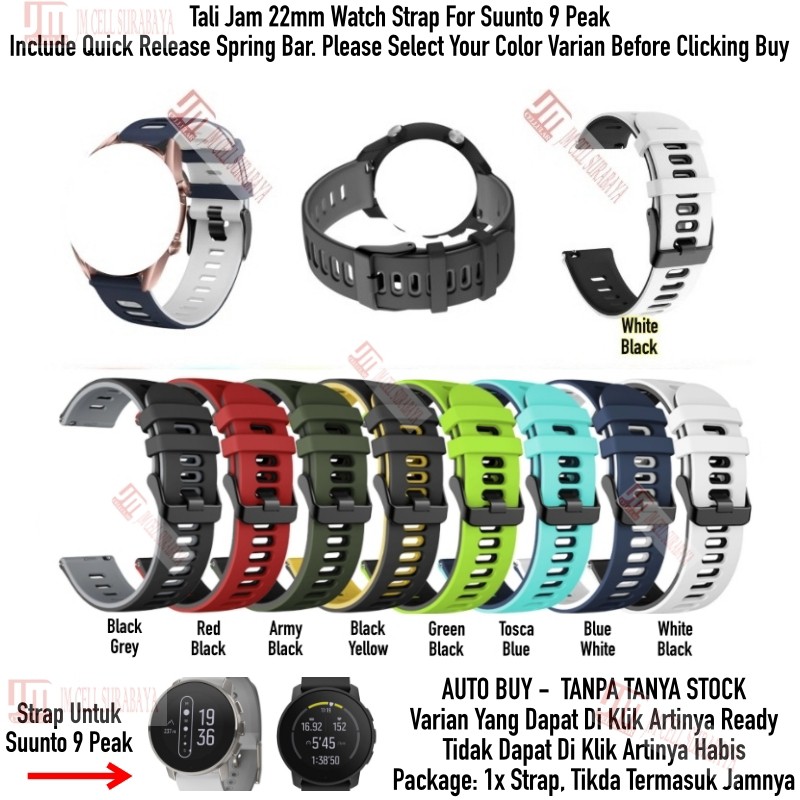 Tali Jam 22mm Watch Strap Suunto 9 Peak / Pro - Dual Tone Rubber Silikon Quick Release