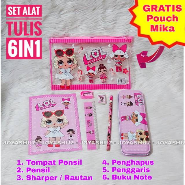 Joyashuz - Set Alat Tulis 6in1 - Perlengkapan Sekolah Anak - Peralatan Menulis - Stationery Set