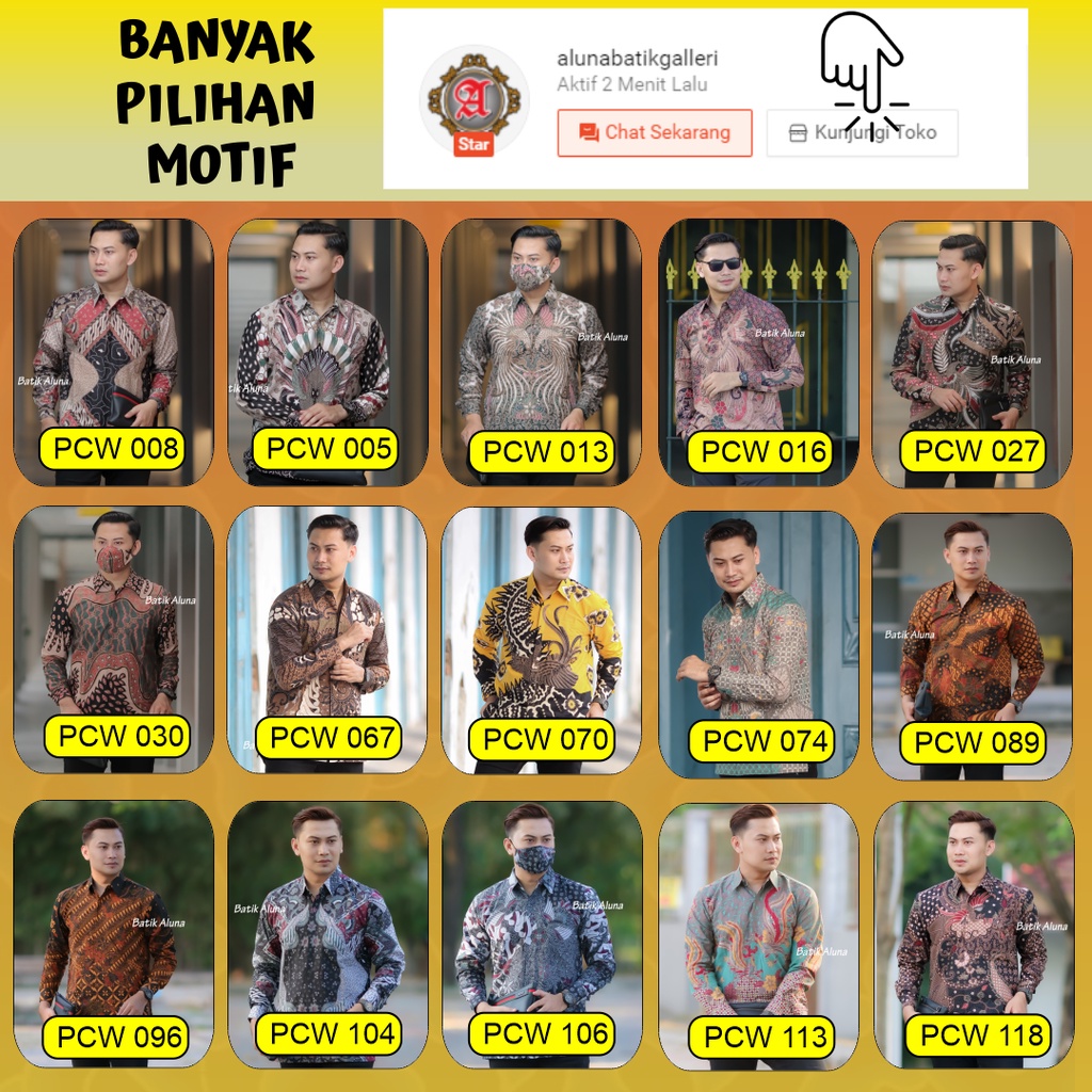 Batik Eksklusif Pria Premium Solo Lapis Furing Produksi Batik Aluna PCW 085