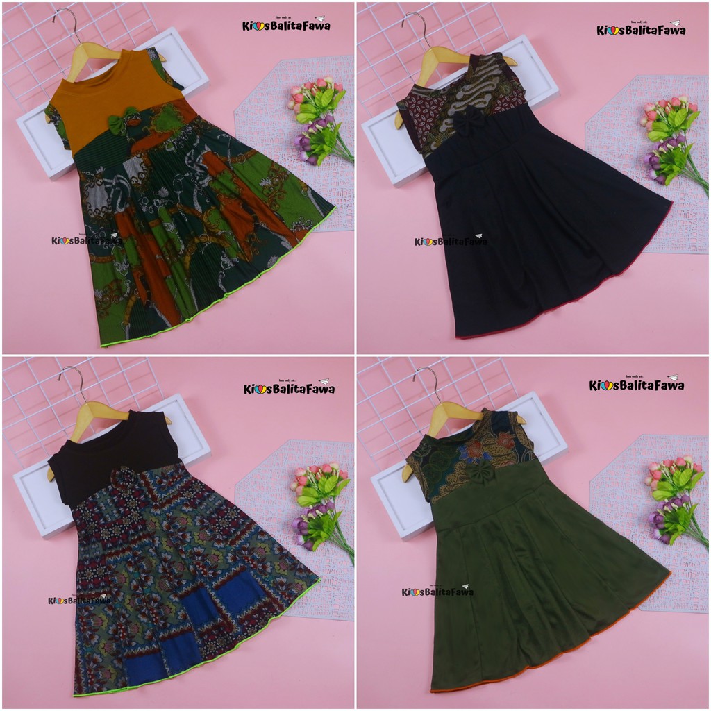 Dress Aila 3-4 Tahun / Dres Pesta Murah Grosir Baju Anak Perempuan Harian Gaun Yukensi Batik Baru