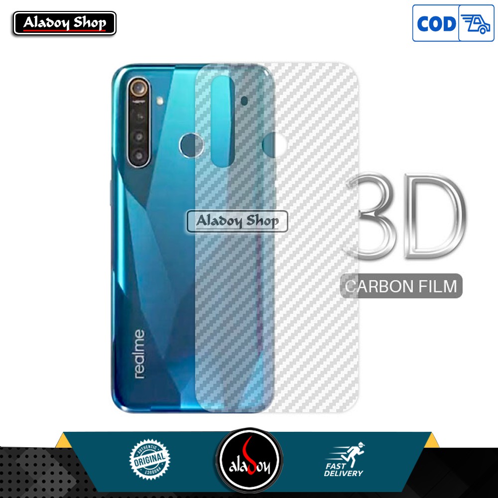 Garskin Carbon Realme 5 Pro Premium Back Screen Protector Pelindung Belakang HP