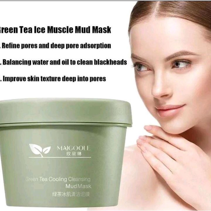 Masker Lumpur Greentea Solusi Wajah Kusam Green tea Cleansing Mud Mask / Masker Wajah Pembersihan Pori Komedo 100Gr Clay Mask Modern