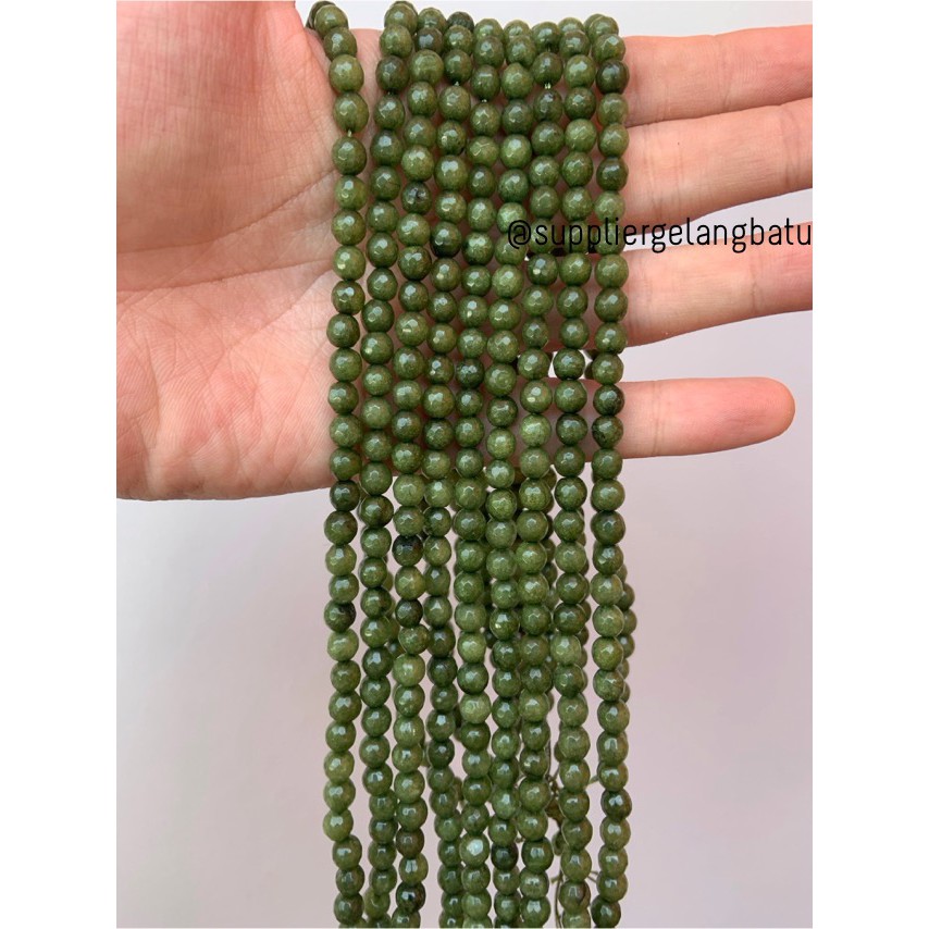 batu beads CUTTING 6mm moss agate hijau kilap grade A aksesoris korea