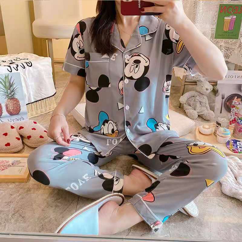 BAJU TIDUR PIYAMA SET KEMEJA CP LENGAN PENDEK CELANA PANJANG IMPORT PREMIUM BANYAK MOTIF 4