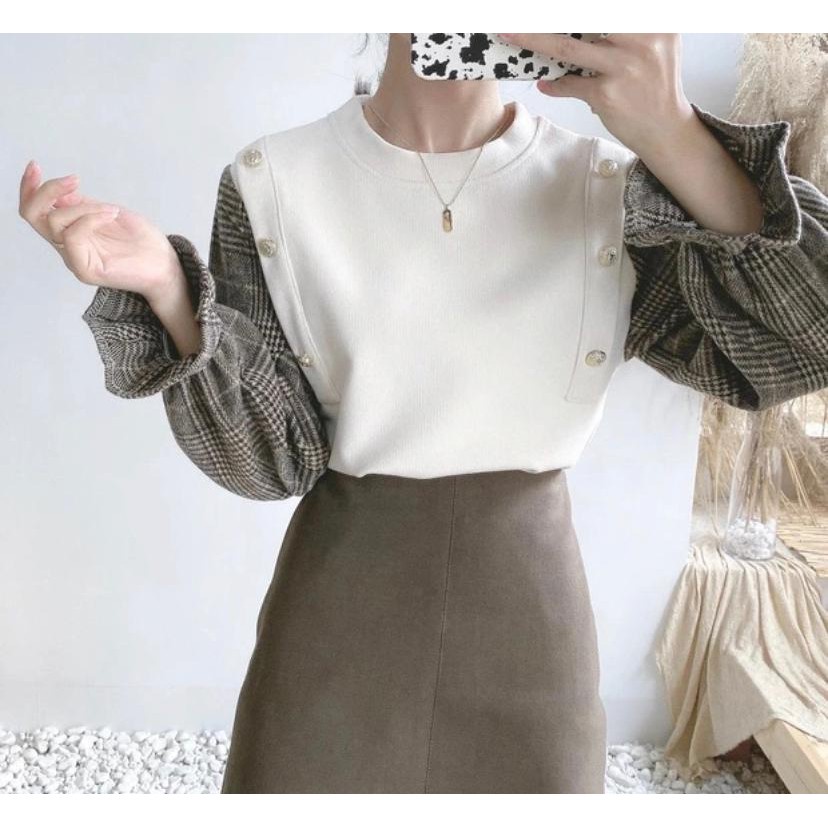 JXPLORE  DRESS BLOUSE IMPORT KOREA Vadeline Knit Blouse Import 0559#*