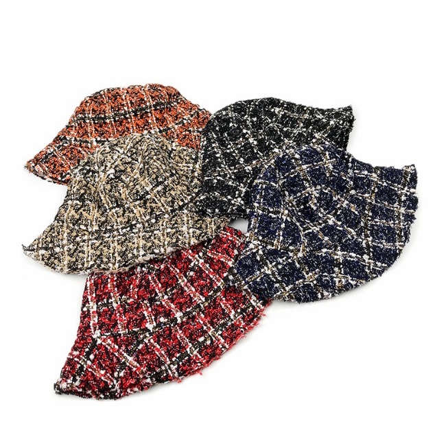 IMPORT WOMAN TWEED BUCKET HAT WINTER AUTUMN KOREAN STYLE TOPI WANITA MUSIM DINGIN