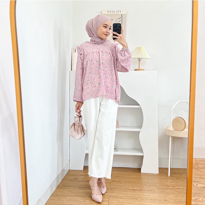 YURA BLOUSE BY BOONAA | ATASAN CRINKLE LINEN | KEMEJA CRINKLE RAYON WANITA | KEMEJA LINEN CRINKLE MURAH