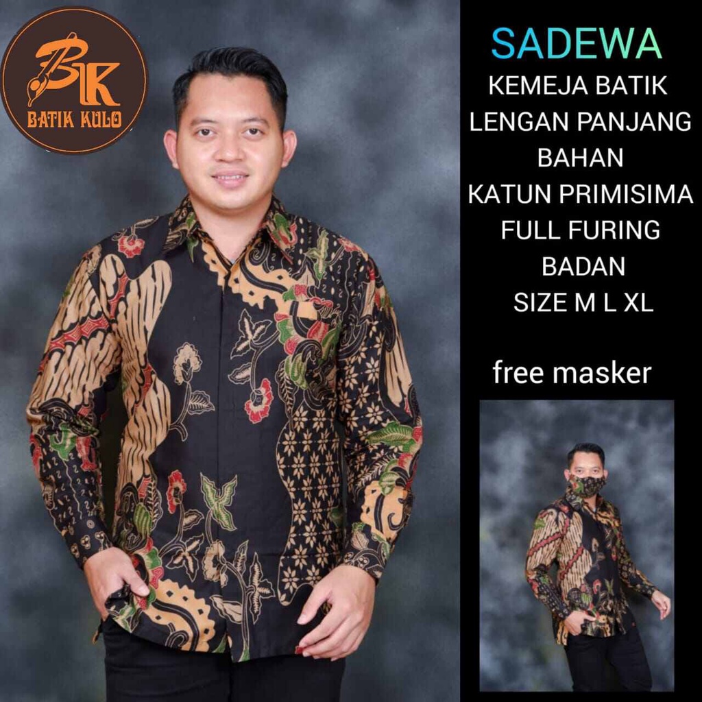 Kemeja batik pria lengan panjang warna hitam coklat SADEWA / batik lengan panjang terbaru 2022 / kemeja batik pria terbaru 2022 / batik pria premium / kemeja batik kerja / kemeja batik pesta