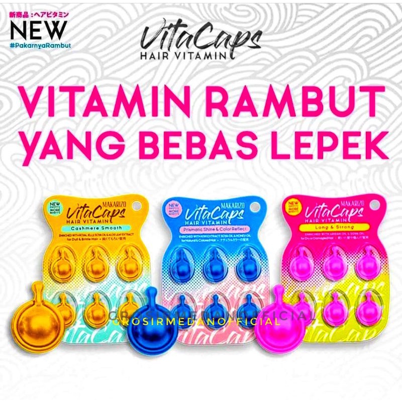 MAKARIZO VITACAPS HAIR VITAMIN - VITAMIN RAMBUT KAPSUL UNTUK RAMBUT RAPUH KUSAM KERING BERCABANG - MENJADIKAN RAMBUT LEMBUT HITAM BERKILAU MUDAH DIATUR