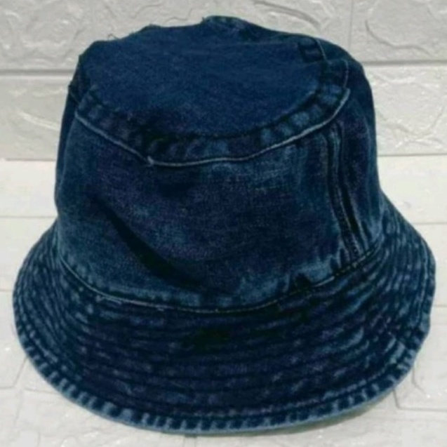 Topi Bucket Pria Wanita / Bucket Bahan Jeans Wash Premium Quality