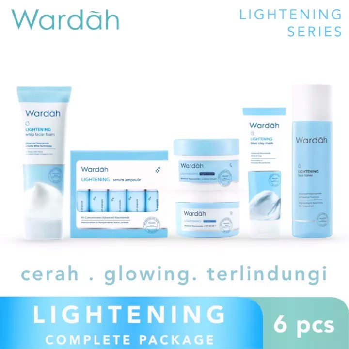 Wardah Lightening Serum Ampoule 5x5 ml - Skincare Niacinamide Mencerahkan Biru BPOM White Whitening