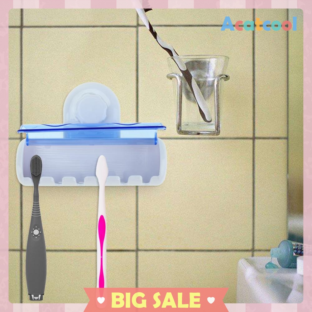 6 Racks Suction Cup Dust-proof Toothbrush Holder Bathroom Wall Storage Hook