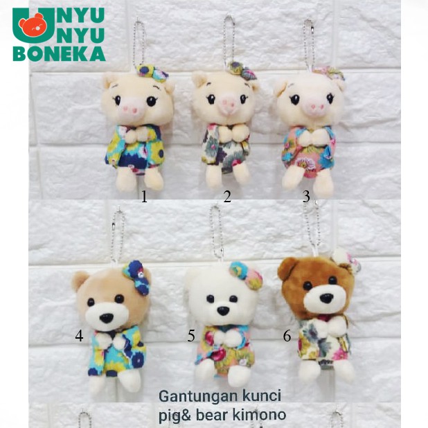 Boneka Keychain Impor gantungan kunci souvenir pig gaun kimono teddy bear tas